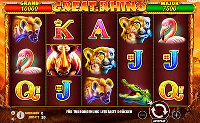 Dieser Pragmatic Play Slot bringt dich auf Safari, um wilden Tieren und dem großen Nashorb zu begegnen. Spannung pur!